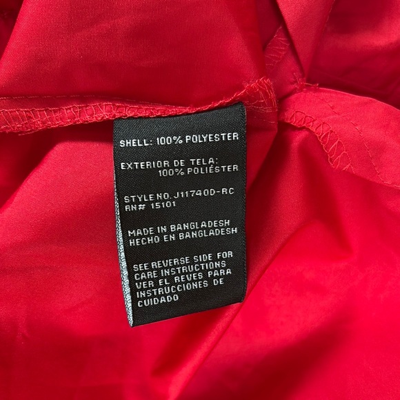 Jones New York Red Rain Jacket Parka in a Pocket with Hood Medium - Picture 10 of 15